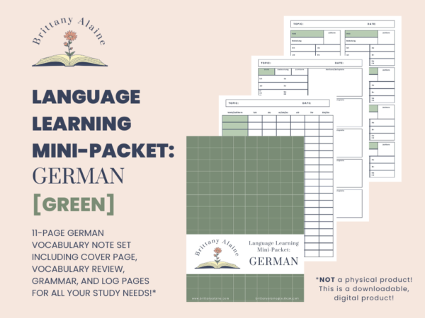 German Vocabulary Practice Mini-Packet (green) - Image 2